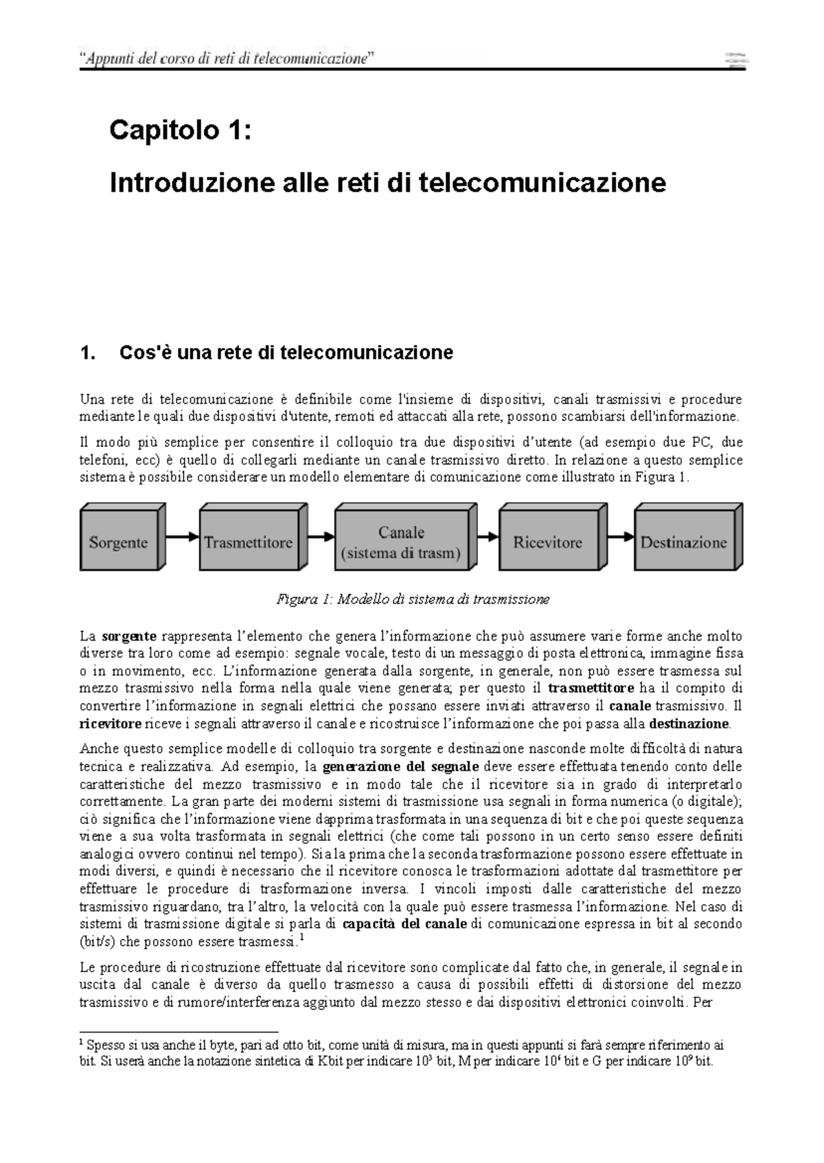 Dispensa Reti 01: Introduzione alle Reti di Telecomunicazione - Studocu