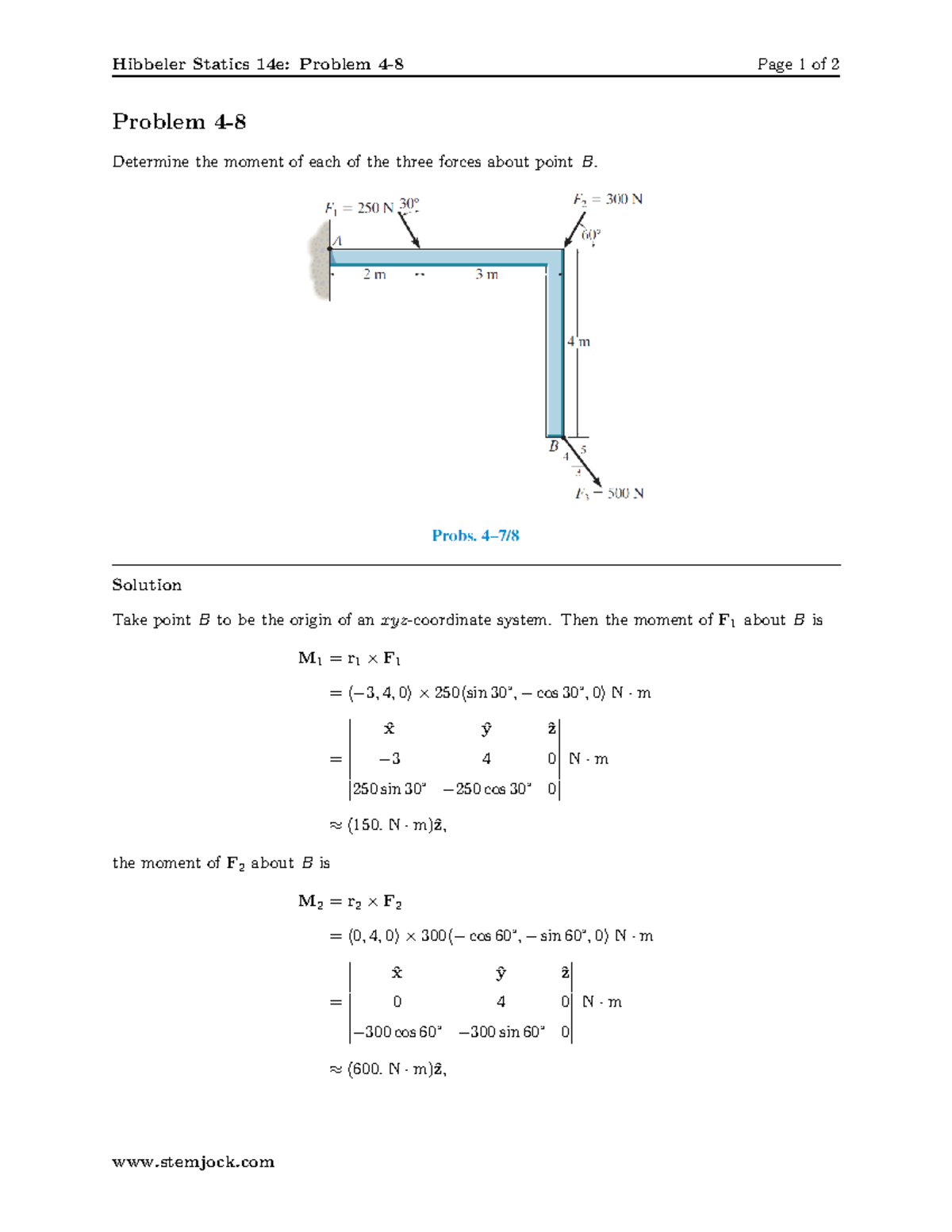 Hibbeler Statics 14e: Detailed Solution for Problem 4-8 - Studocu