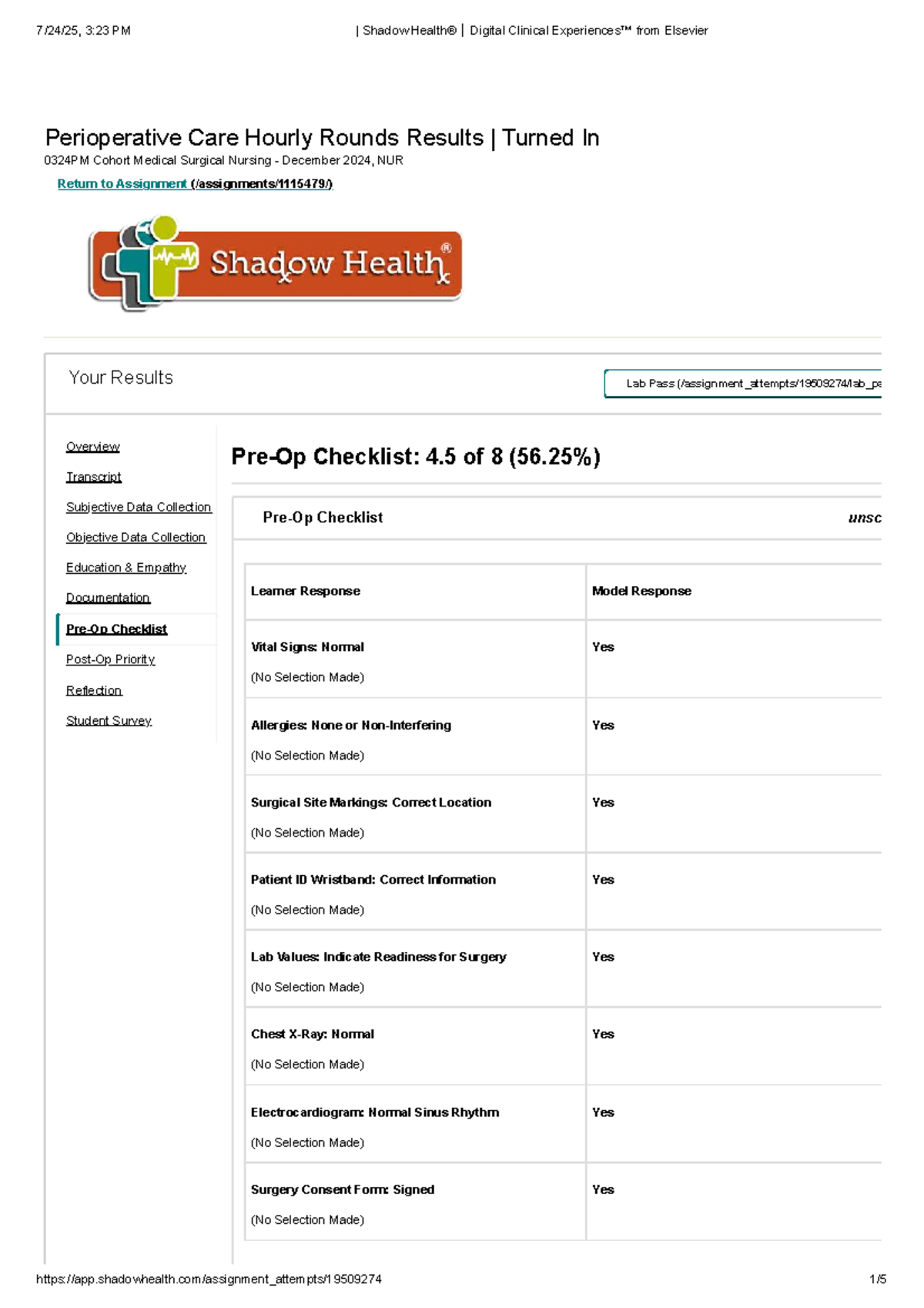 NUR 2024: Perioperative Care Hourly Rounds Results Overview - Studocu