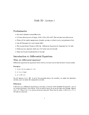 Math 3D - Lecture 3: Solving Separable Differential Equations - Math 3D ...