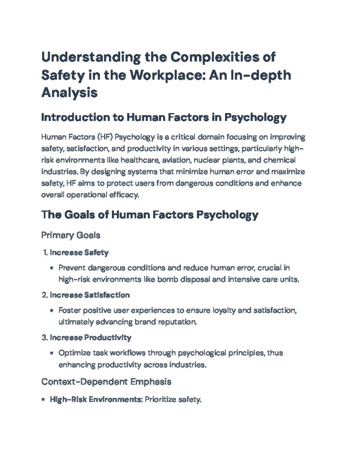 Understanding Workplace Safety: Insights from Human Factors Psychology ...