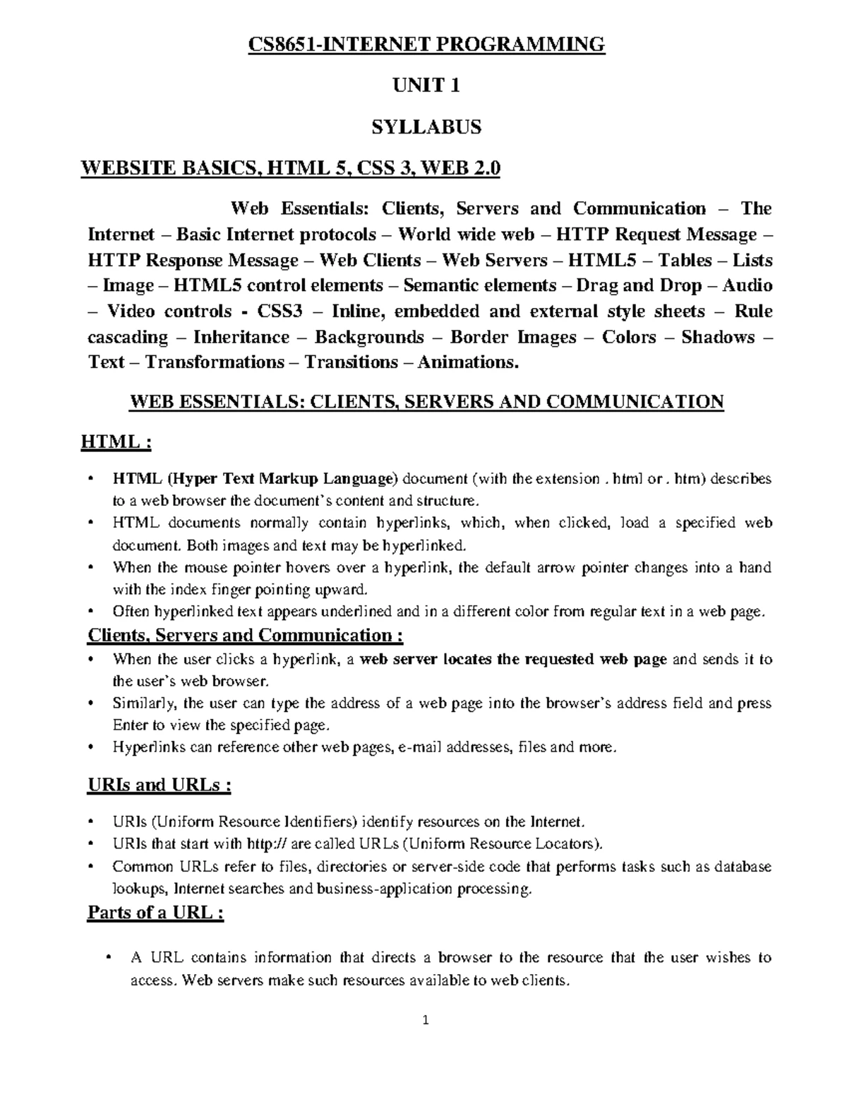 CS8651 IP UNIT II Notes - CS8651-INTERNET PROGRAMMING UNIT II SYLLABUS ...