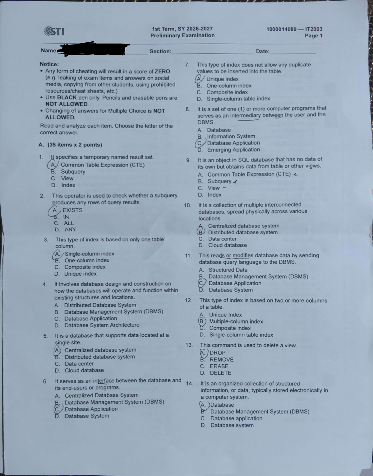 IT2003 Advanced Database System Preliminary Exam Notes - Studocu