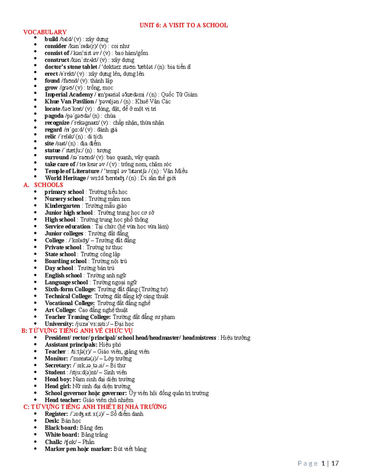 UNIT 6 Global 7 - UNIT 4 english grammar - UNIT 6: A VISIT TO A SCHOOL ...