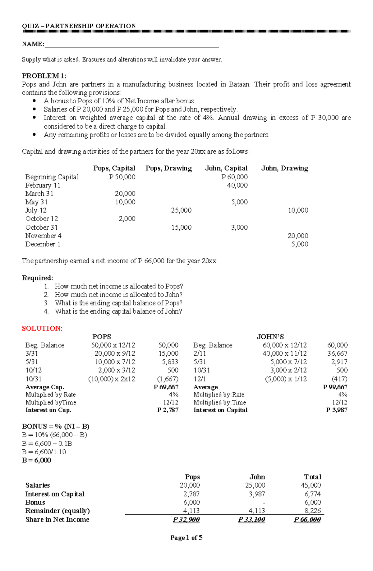 QUIZ 2025: Partnership Operations and Capital Allocation - Studocu