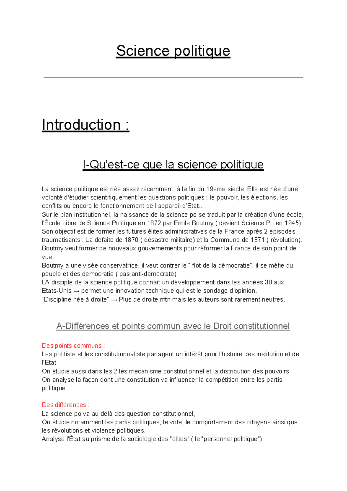 Science Po - Introduction à la Science Politique et ses Fondements ...