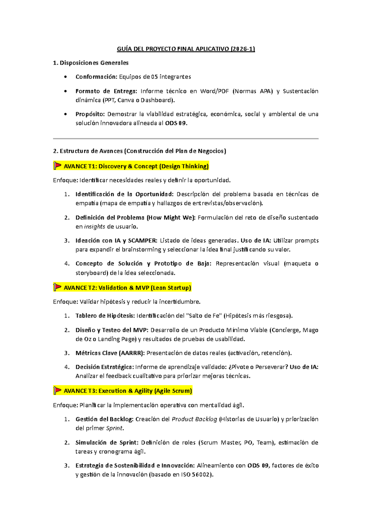 GUÍA DEL PROYECTO FINAL APLICATIVO INN EMP: Estructura y Avances - Studocu