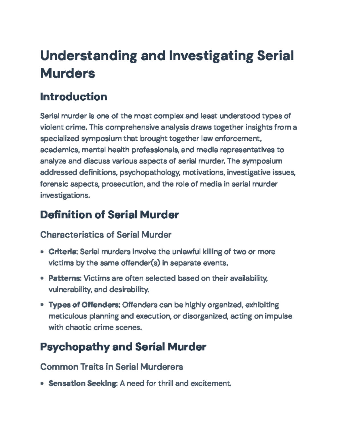 Understanding Serial Murder: Investigative Challenges and Insights ...