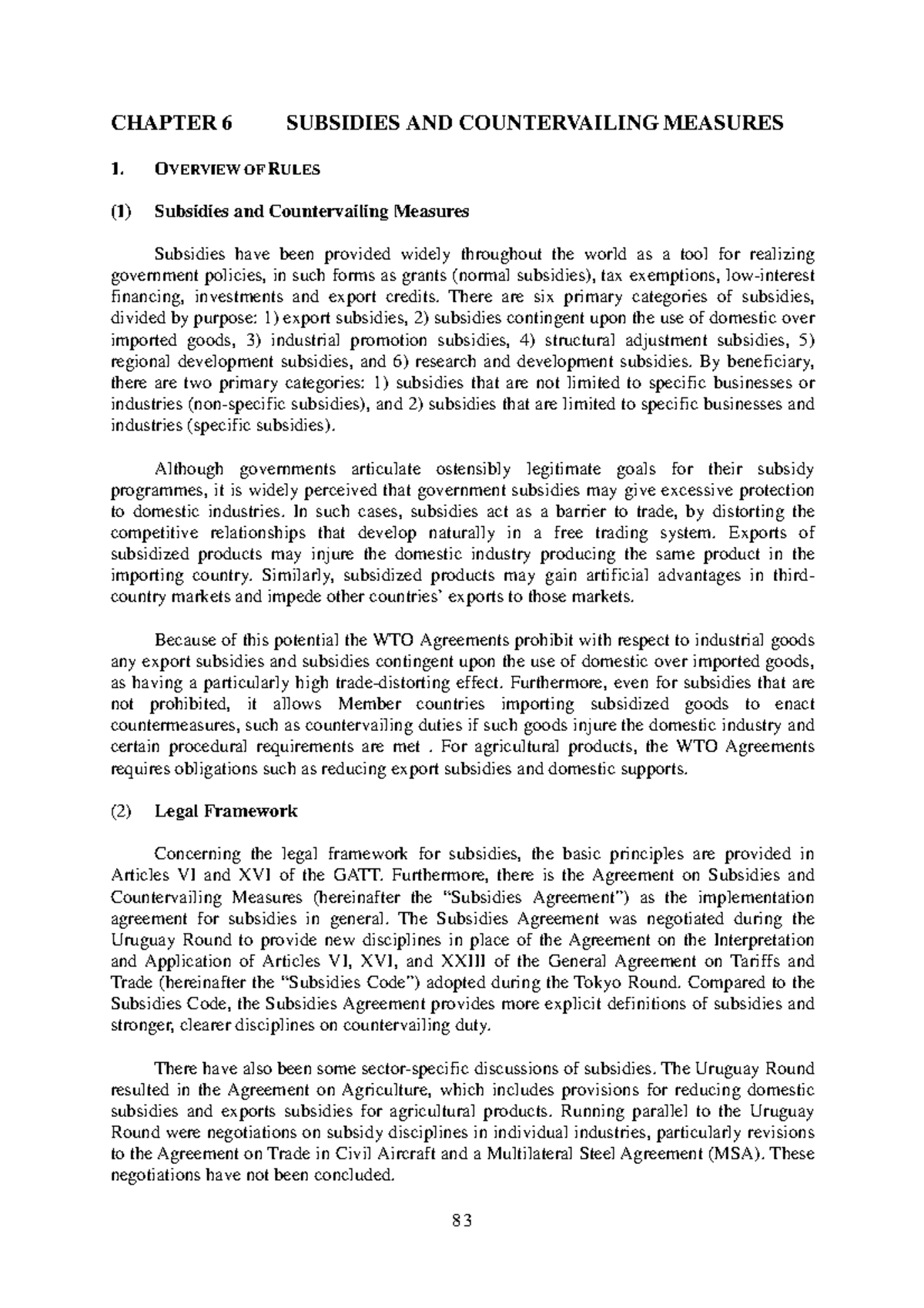 G CT0006e - Chapter 6: Subsidies & Countervailing Measures Notes - Studocu