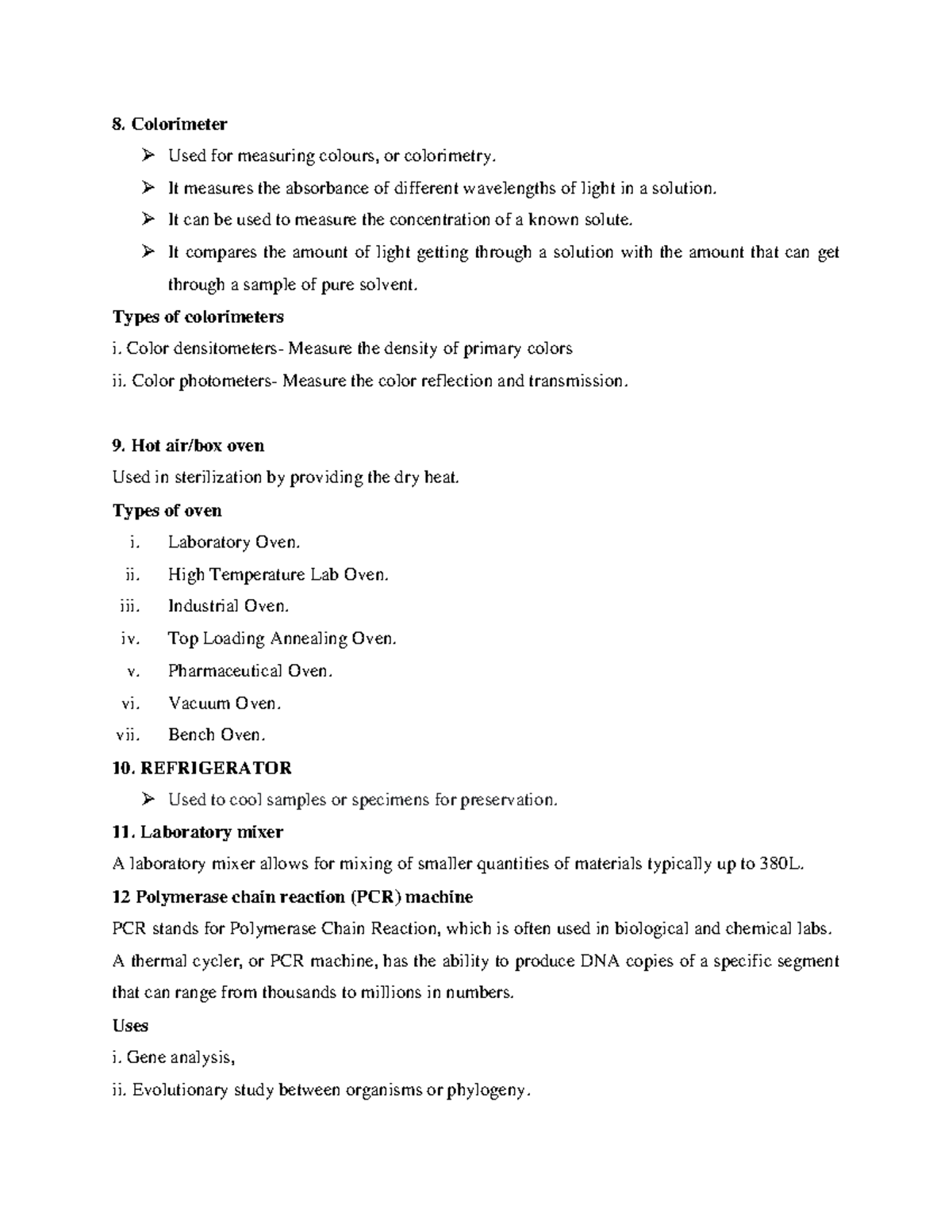 SBT 2101- Wk 7-Notes - Notes - 8. Colorimeter Used for measuring ...