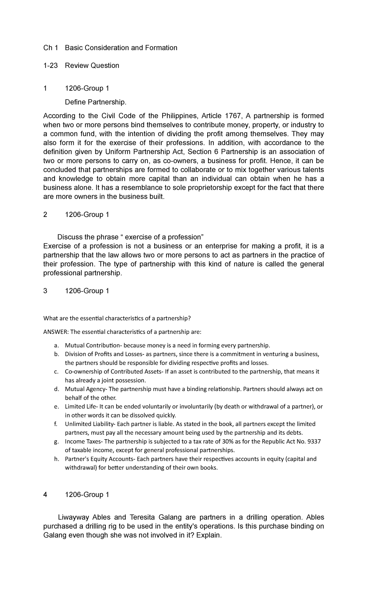 ACC102 Ch 1 Partnership Formation & Key Concepts - Studocu