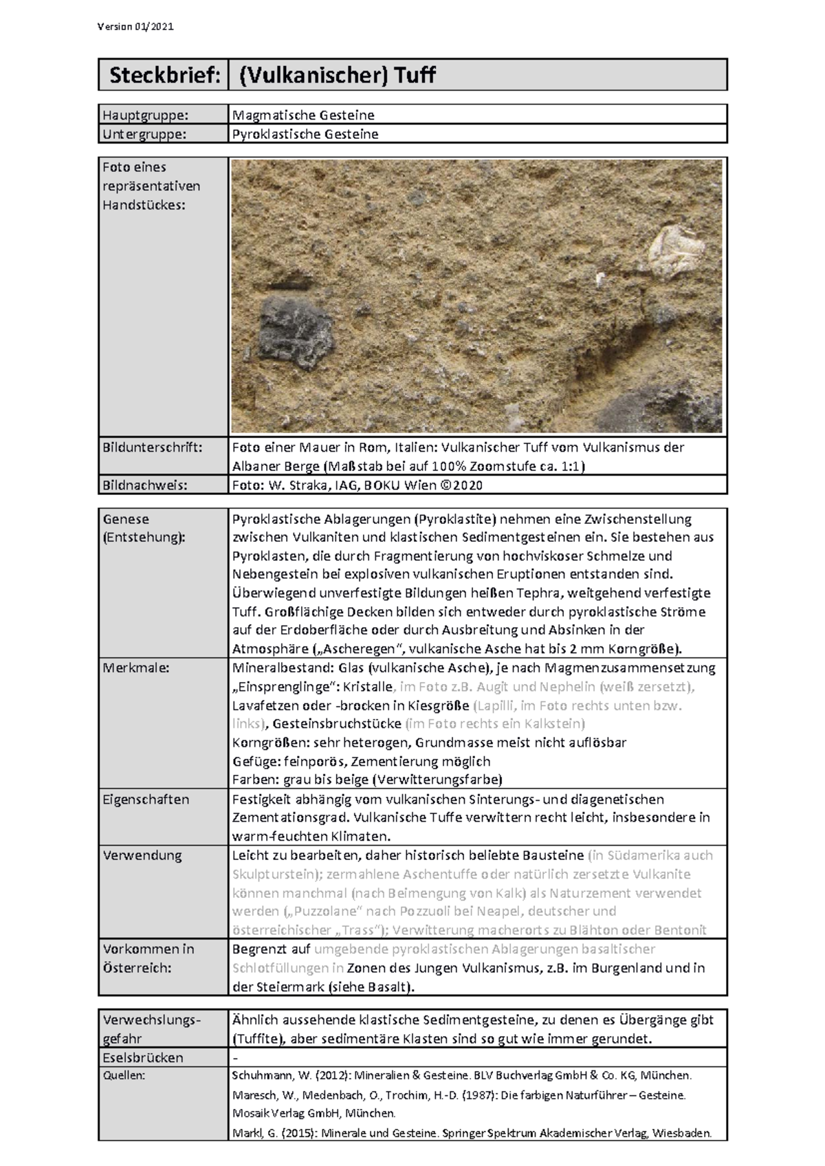 Wichtige Gesteine: Vulkanischer Tuff - Eigenschaften und Verwendung ...