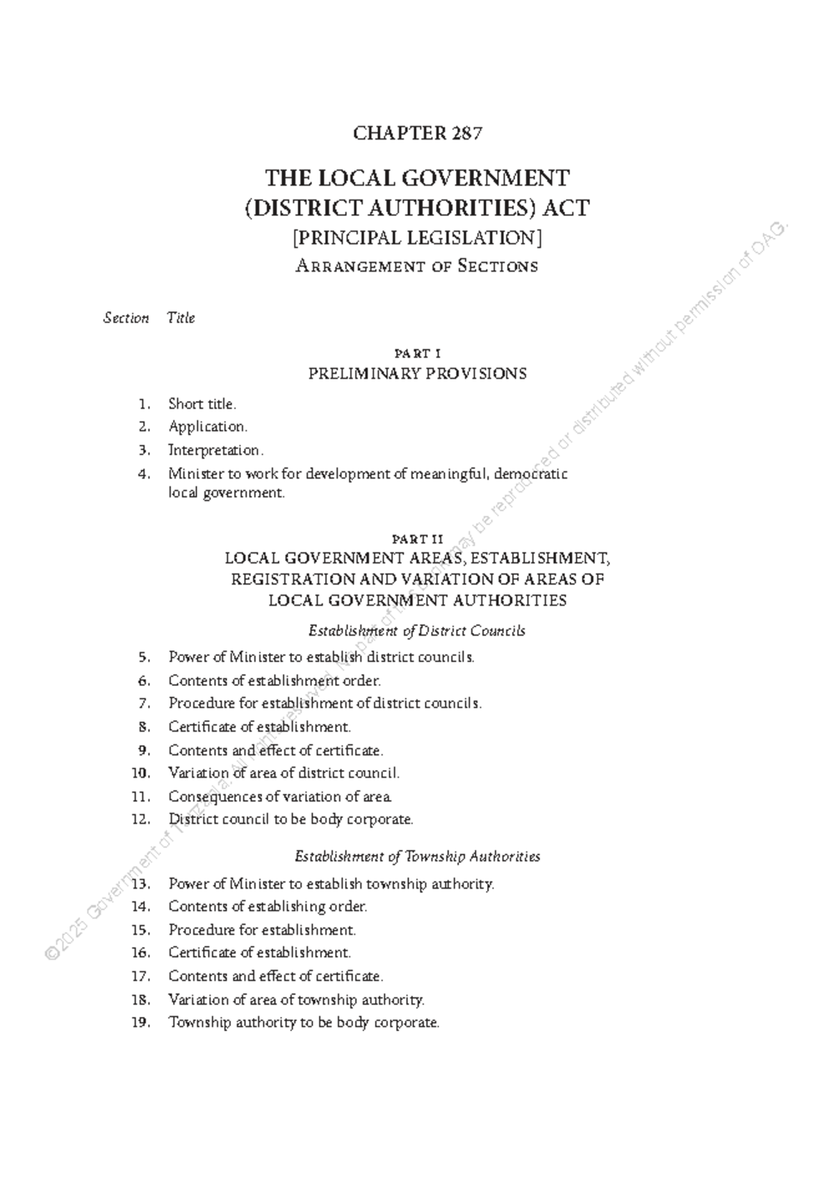 Cap. 287 Local Government (District Authorities) Act - Overview and ...