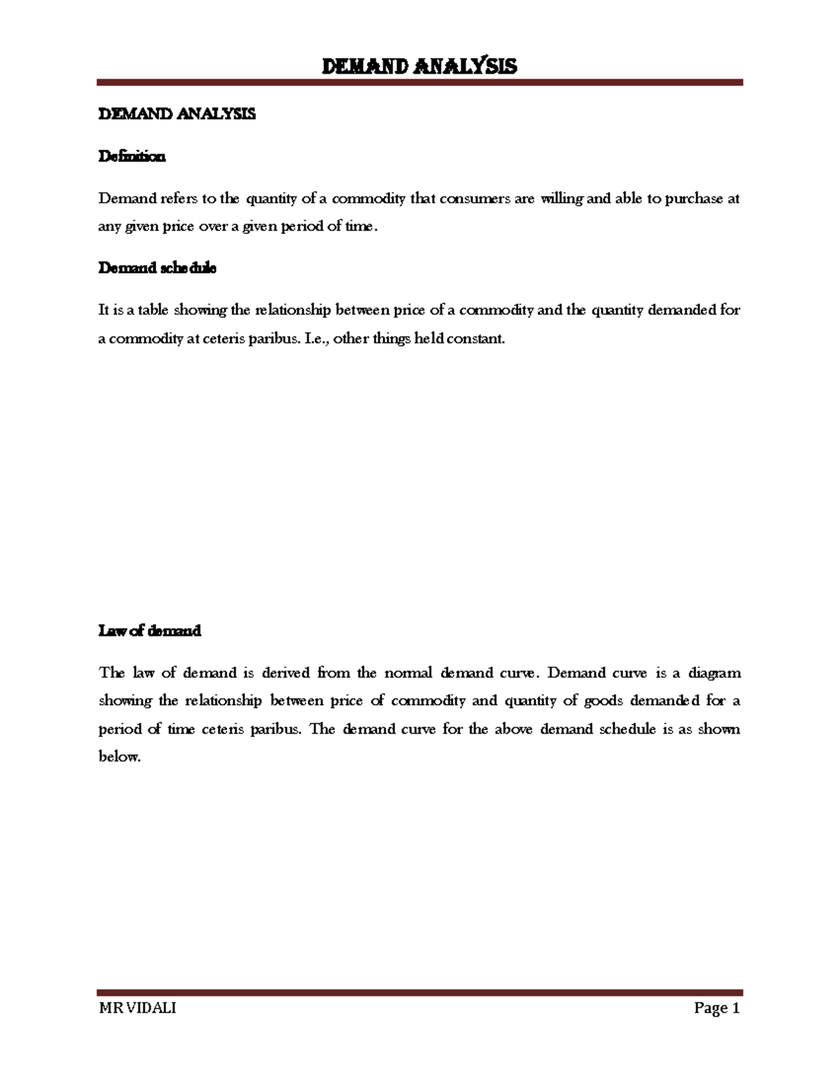 Demand Analysis - Chapter 2 (ECON 101) - Studocu