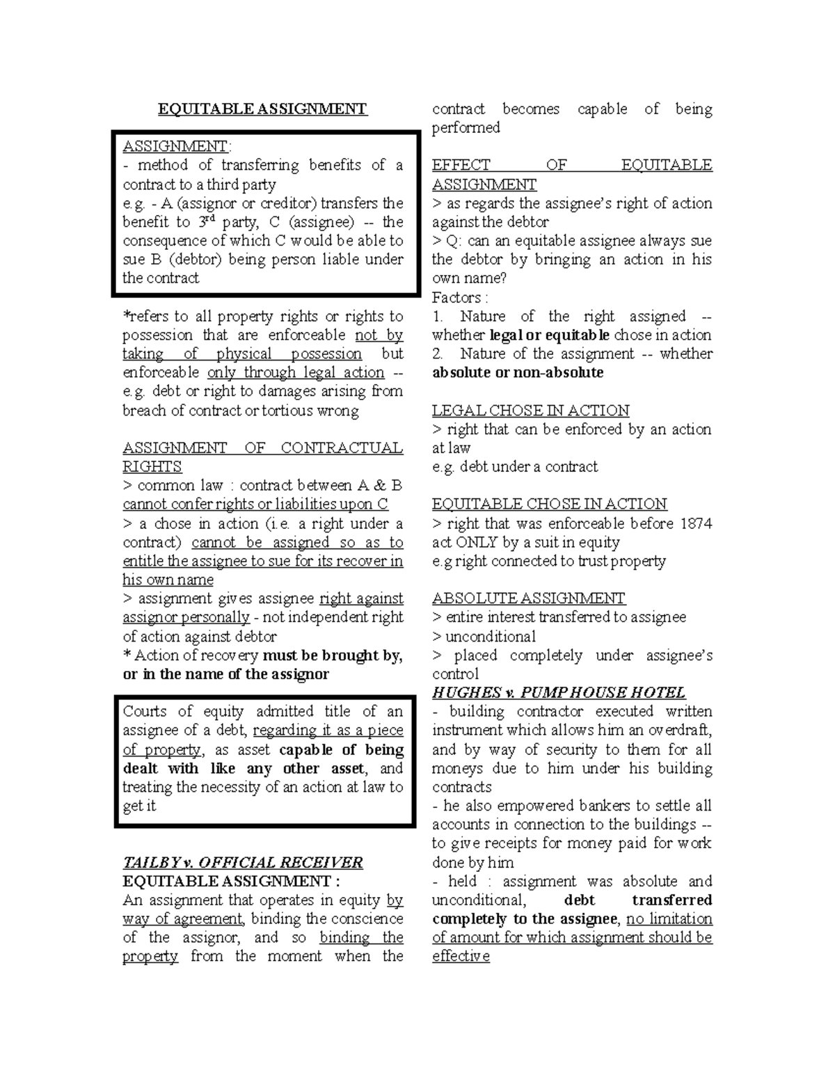 Equitable Assignment: Understanding Key Principles and Cases - Studocu