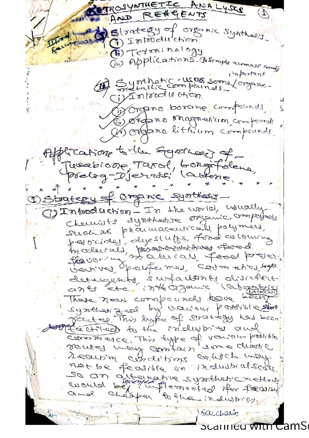 RETROSYNTHETIC ANALYSIS (RSA) NOTES FOR ORGANIC CHEMISTRY - Studocu