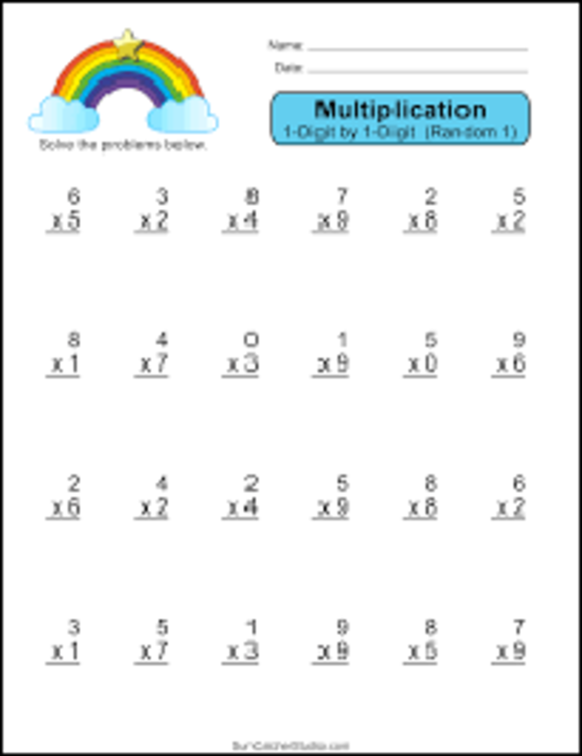 1-Digit by 1-Digit Multiplication Problems (Random 1) - Studocu