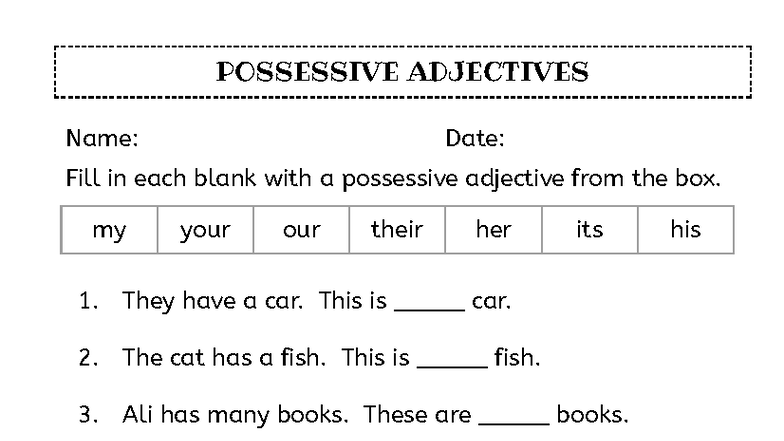 POSSESSIVE ADJECTIVES EXERCISE - POSSESSIVES 2 - Studocu