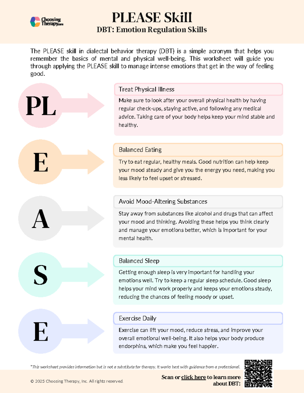 DBT PLEASE Skill Worksheet: Emotion Regulation Techniques - Studocu