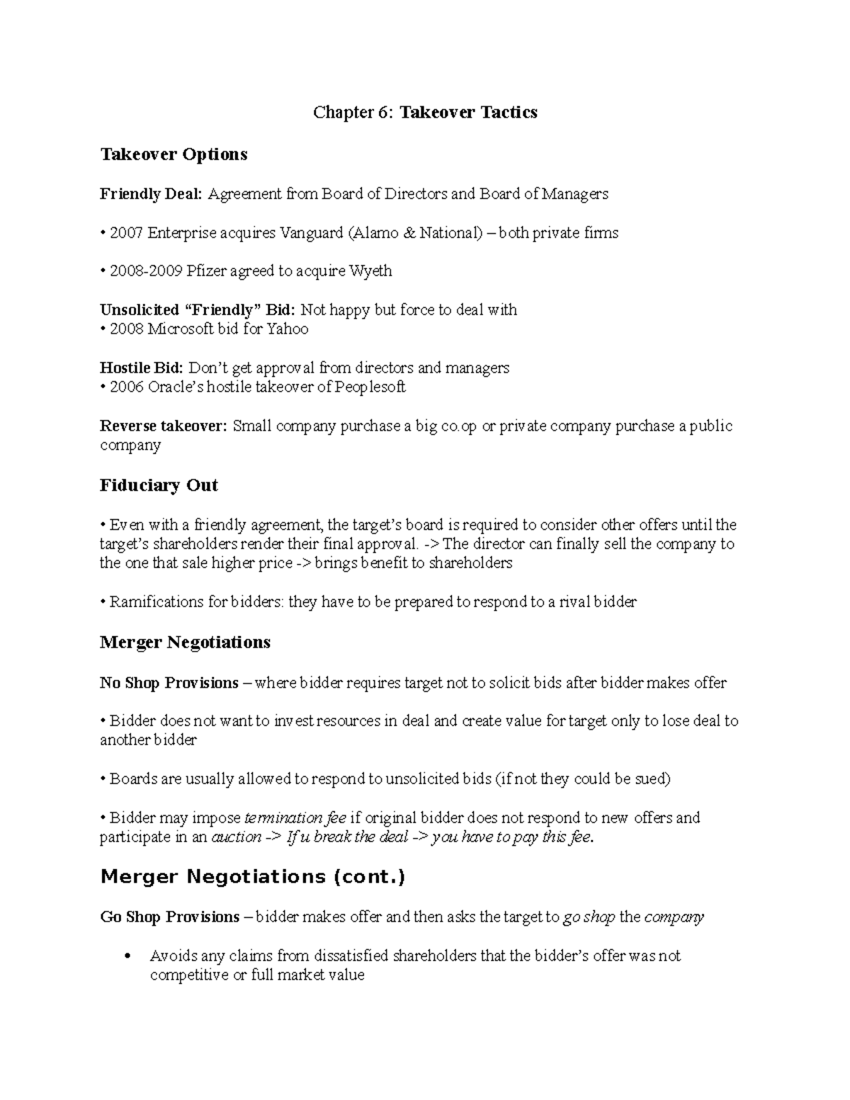 Chapter 6- Takeover Tactics - Chapter 6: Takeover Tactics Takeover ...