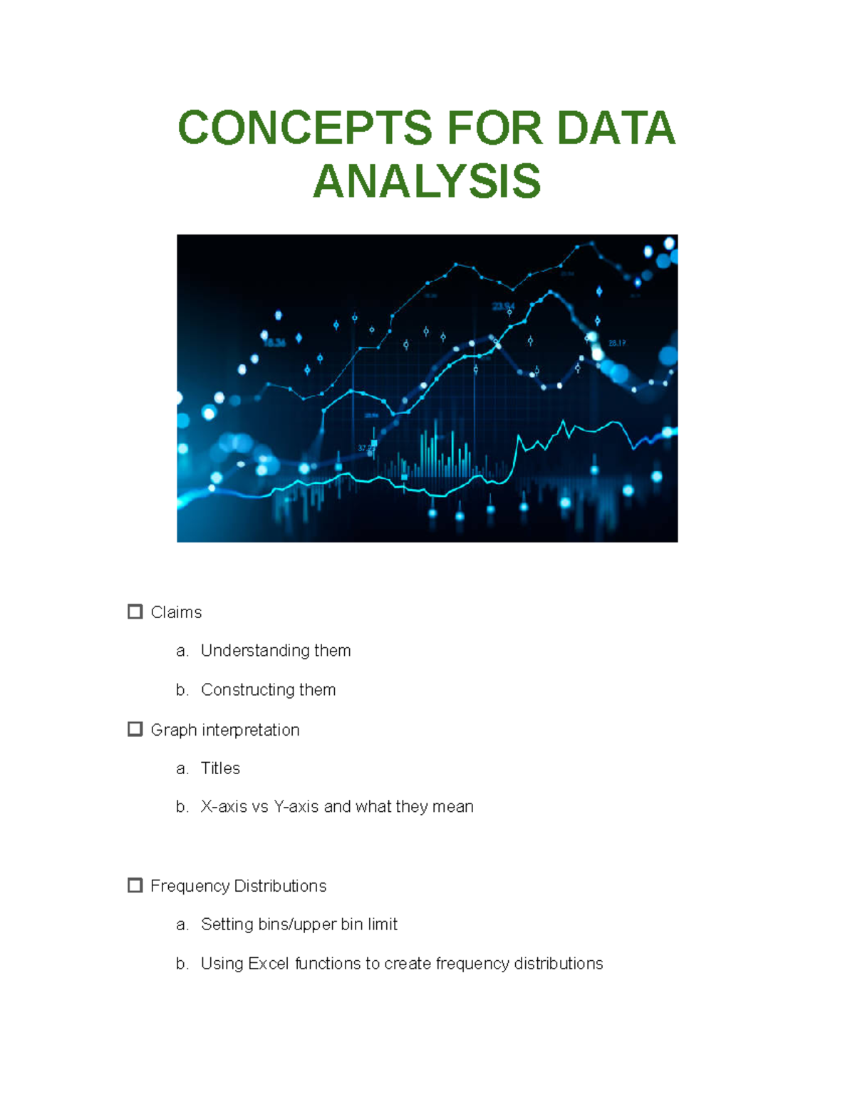 Data Analysis Resource Guide - CONCEPTS FOR DATA ANALYSIS Claims a ...