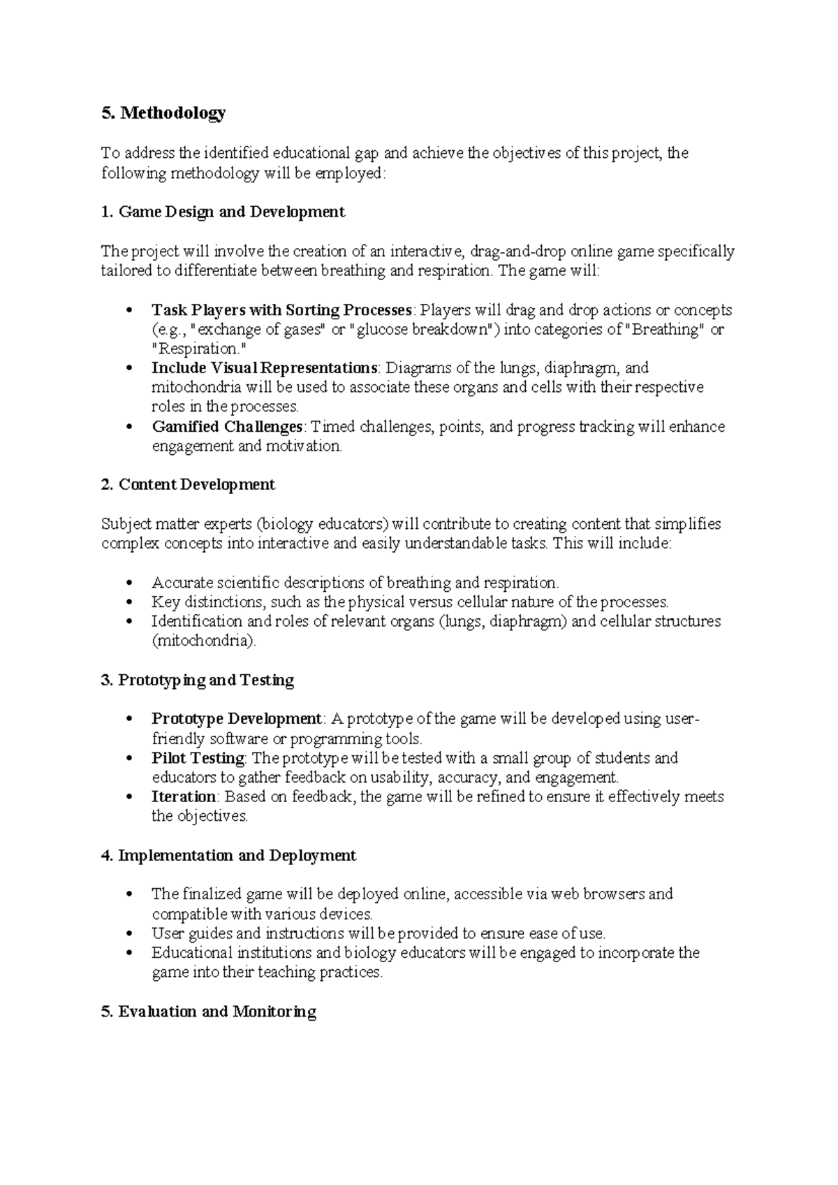 Draft sbu - project description sbu1043 - 5. Methodology To address the ...