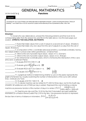 General Mathematics Summative Test for 1st Quarter - Studocu