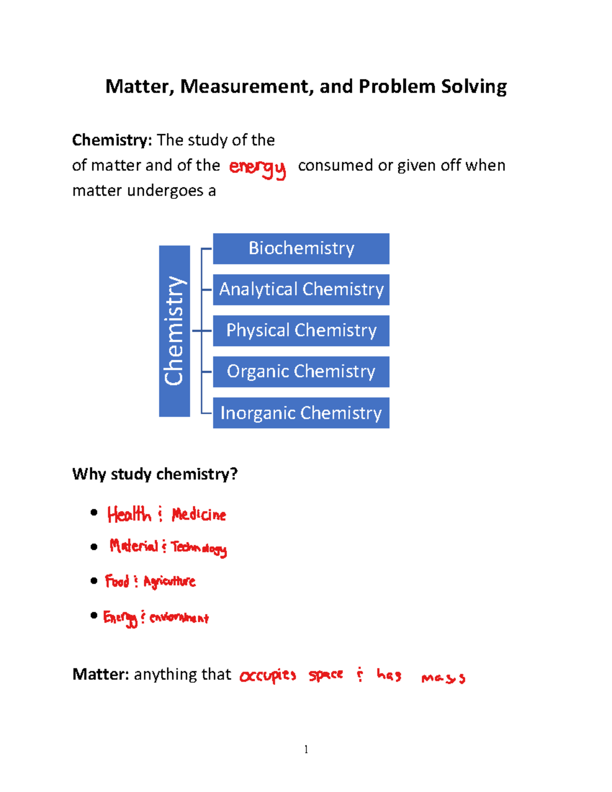 8-30 Lecture Notes: Understanding Matter, Measurement & Problem Solving ...