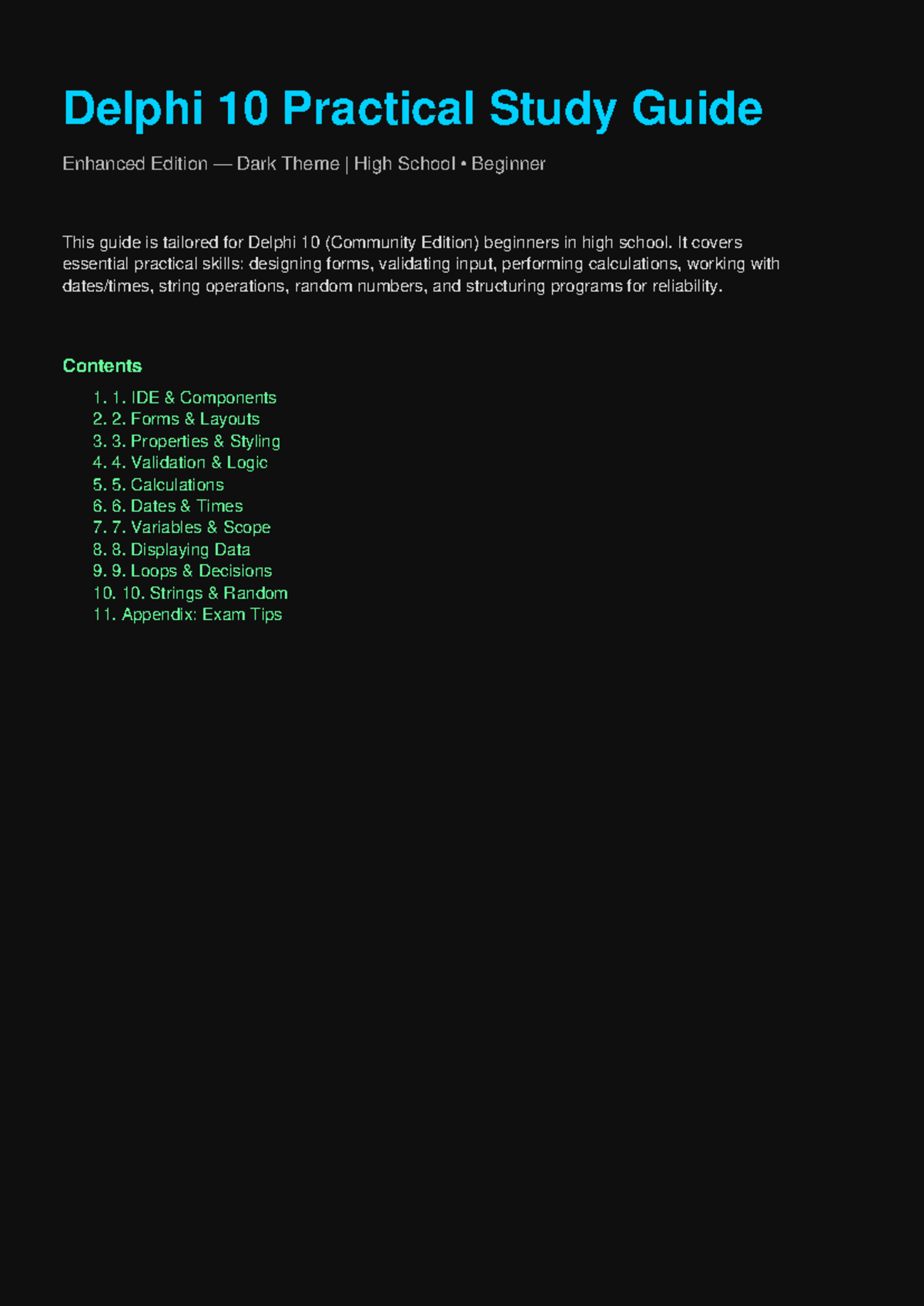 Delphi 10 (Community Edition) Practical Study Guide for Beginners - Studocu