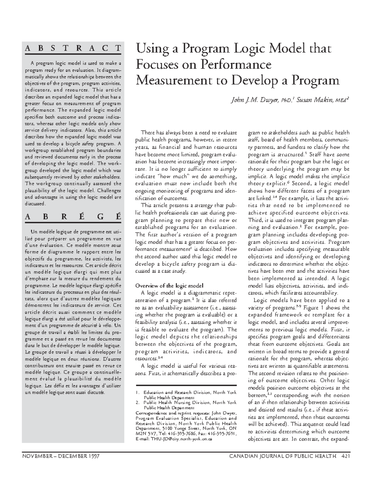 Using an Expanded Logic Model for Performance Measurement in Public ...