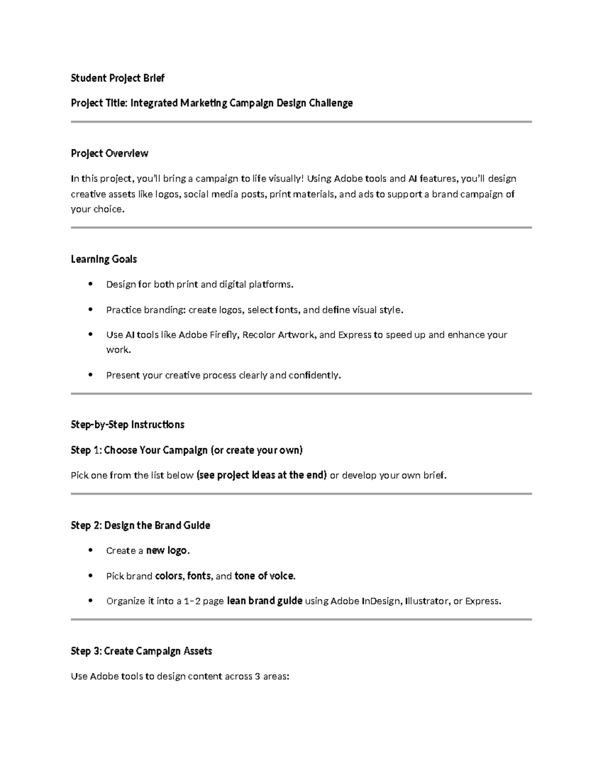 Integrated Marketing Campaign Design Project Brief - Studocu