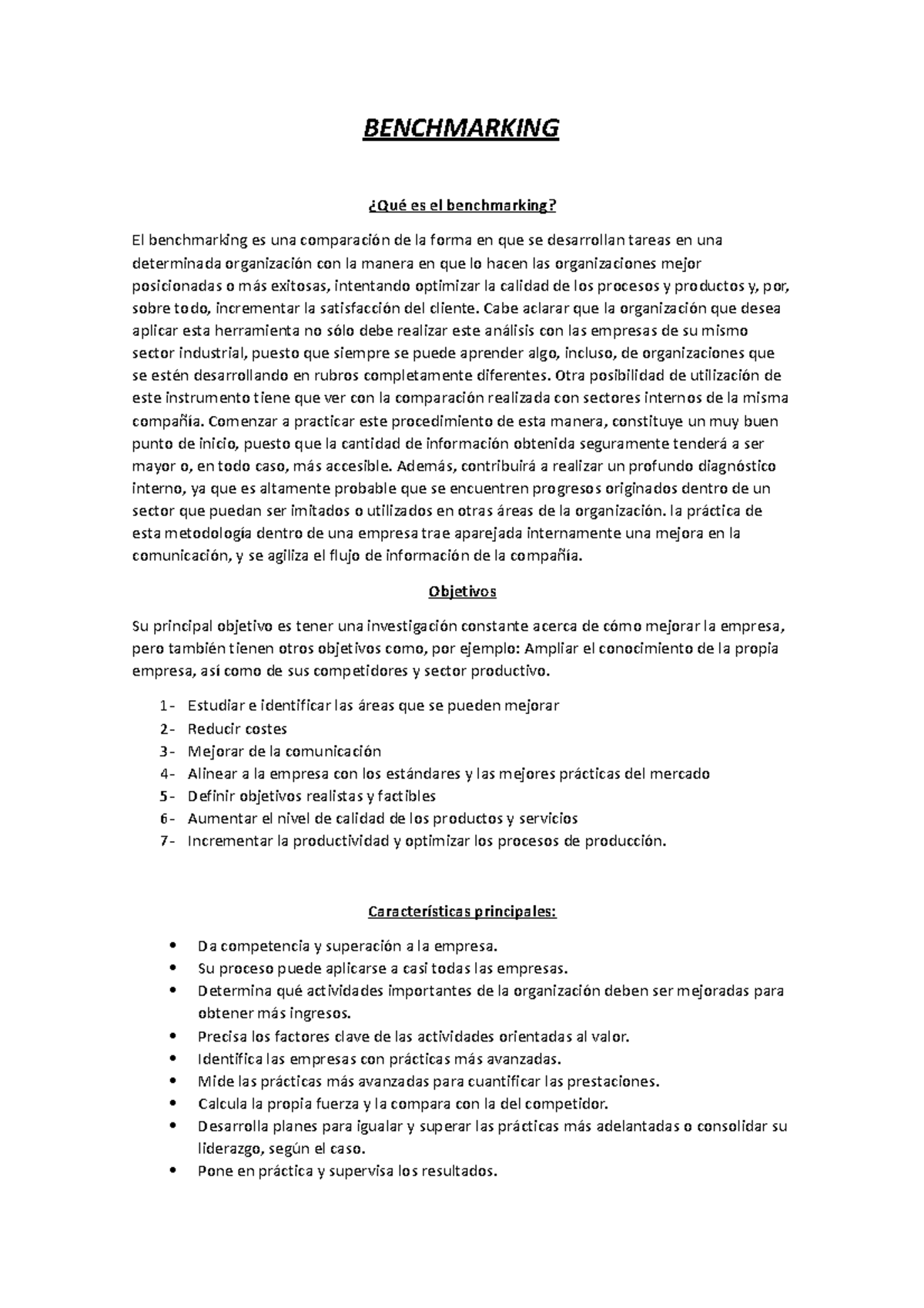 Brenchmarking TP - BENCHMARKING ¿Qué es el benchmarking? El ...