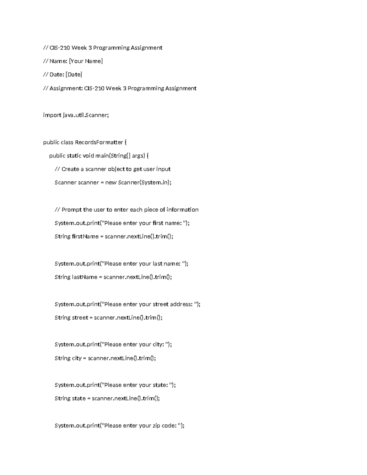 Java Programming Assignment: Week 3 - RecordsFormatter & HouseBlueprint ...