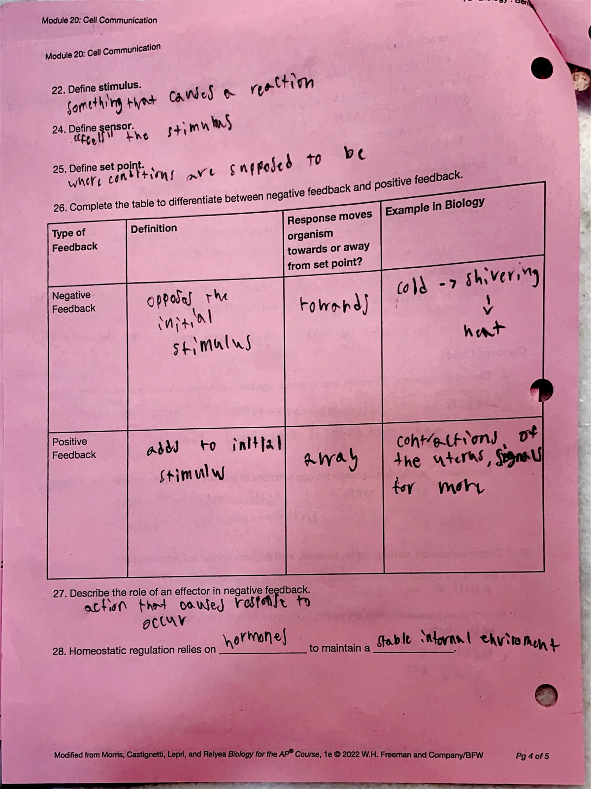 Unit 2 Cell Structure and Function Module 10 Page 3 - AP Biology ...