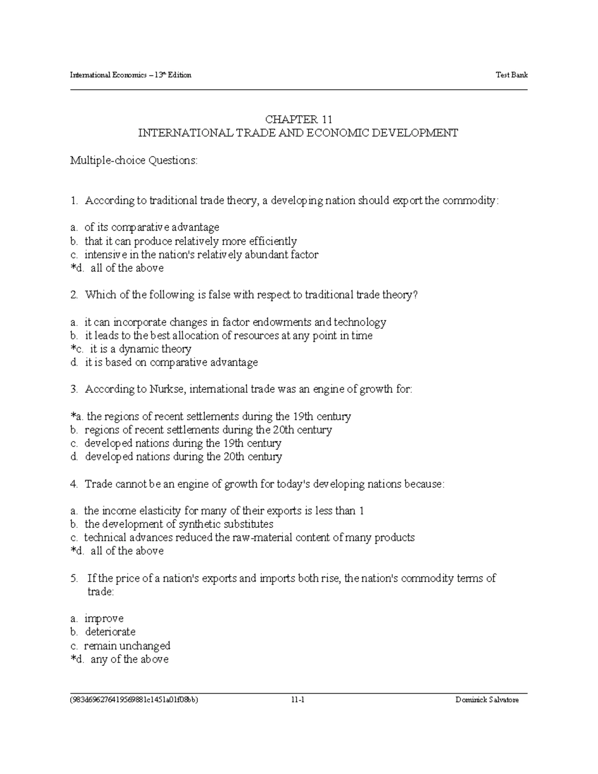 Ch03 - The Standard Theory of International Trade: MCQs & Key Concepts ...