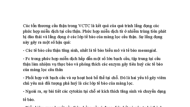 Tổn Thương Cầu Thận Trong VCTC: Cơ Chế và Biểu Hiện - Studocu