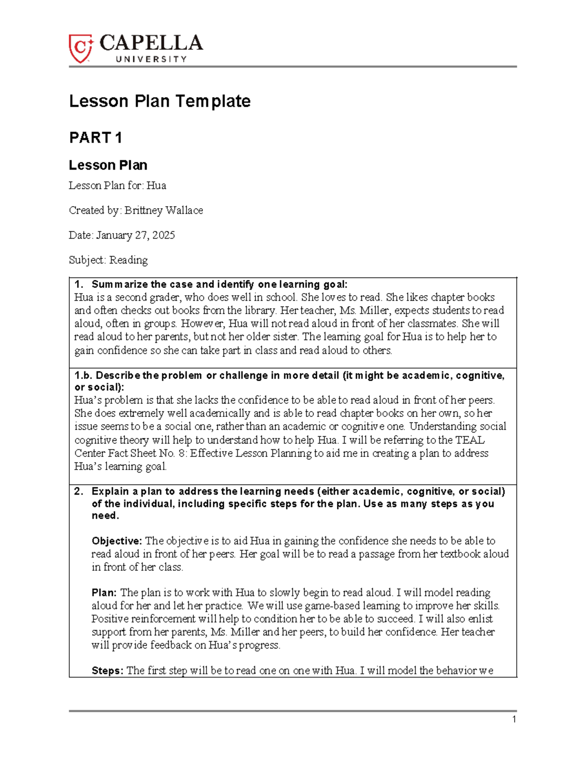 CF 101 Lesson Plan Template for Supporting Reading Confidence - Studocu