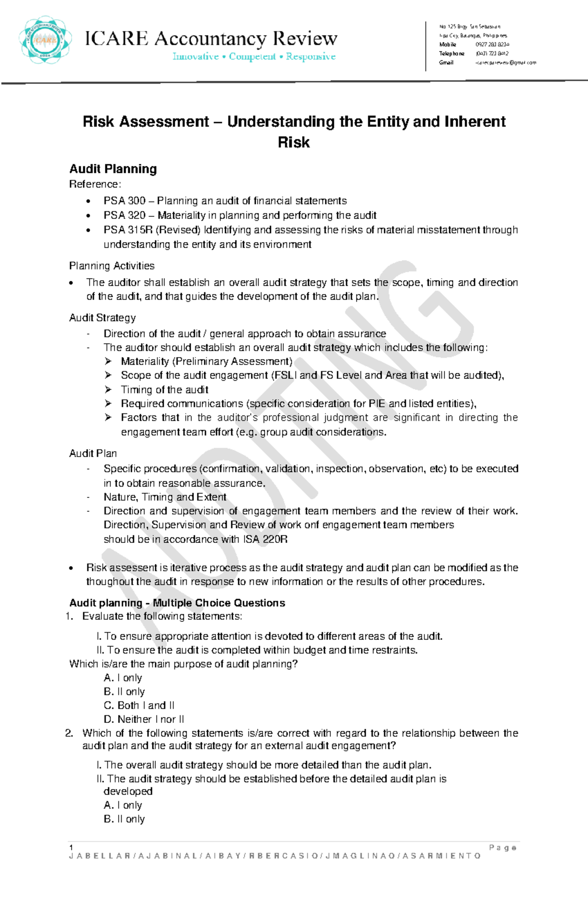 Understanding Risk Assessment Procedures (RAP) in Auditing: Key ...
