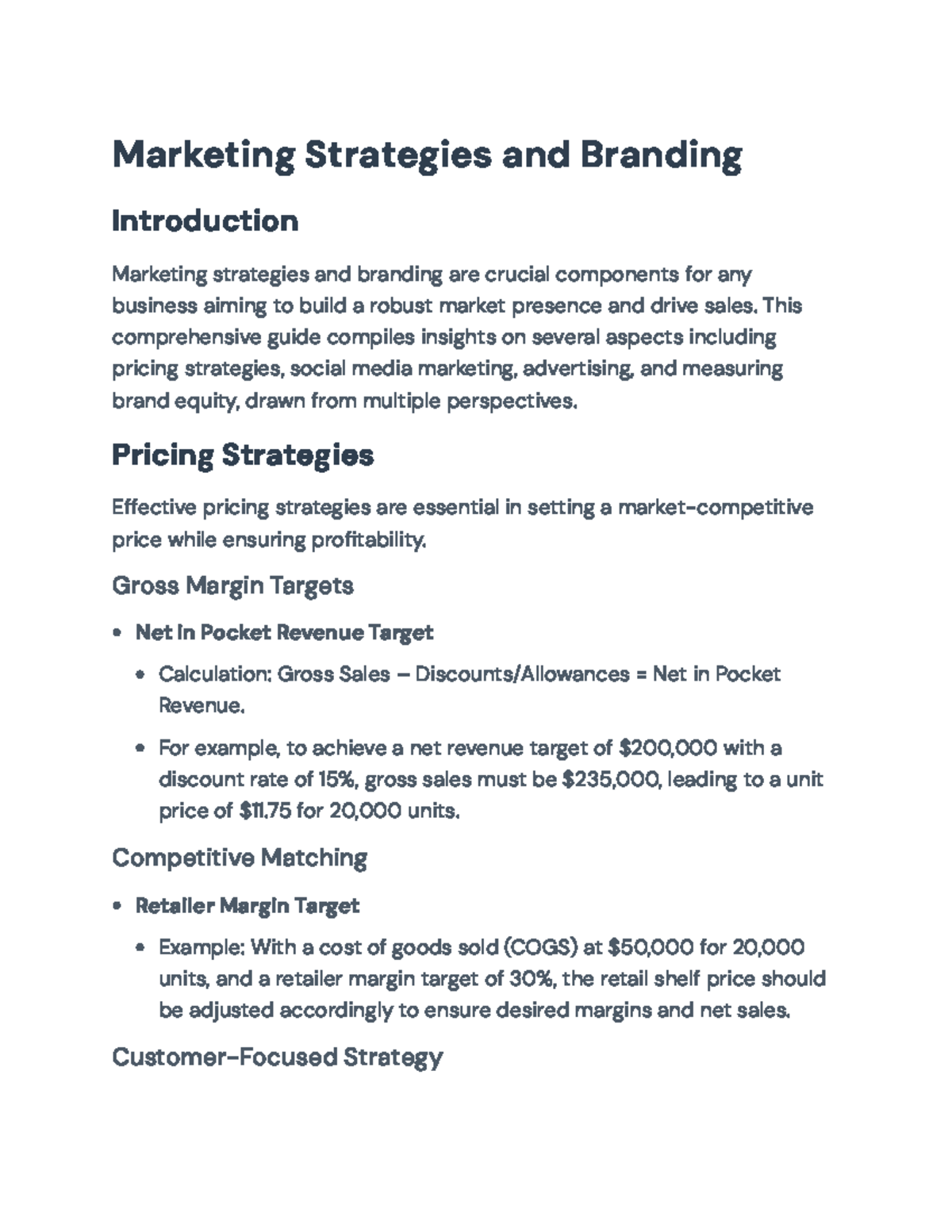 Comprehensive Marketing Strategies: Insights on Branding and Pricing ...