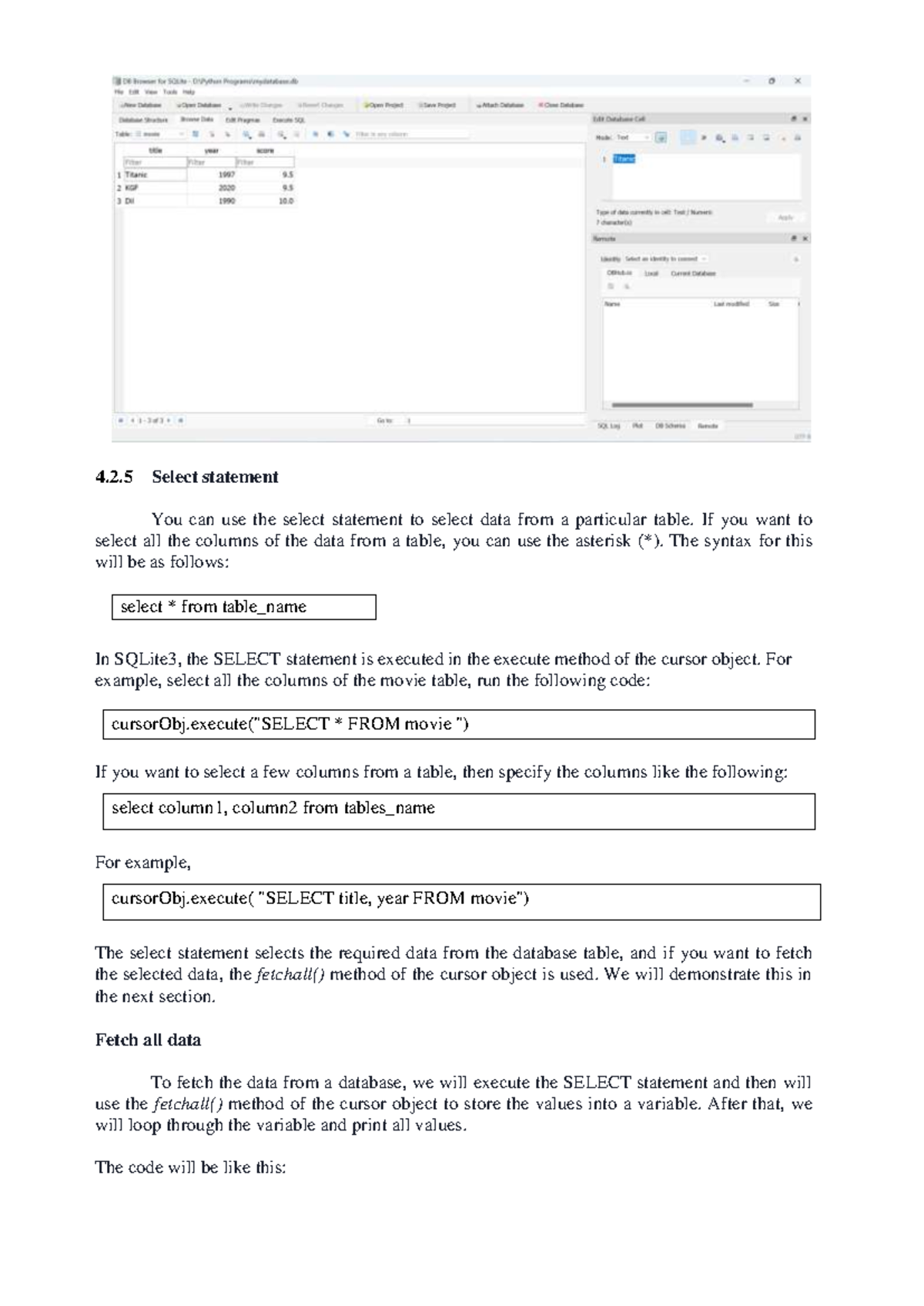 Unit IV Part 2 - SQLite SELECT Statement and Data Analysis with NumPy ...