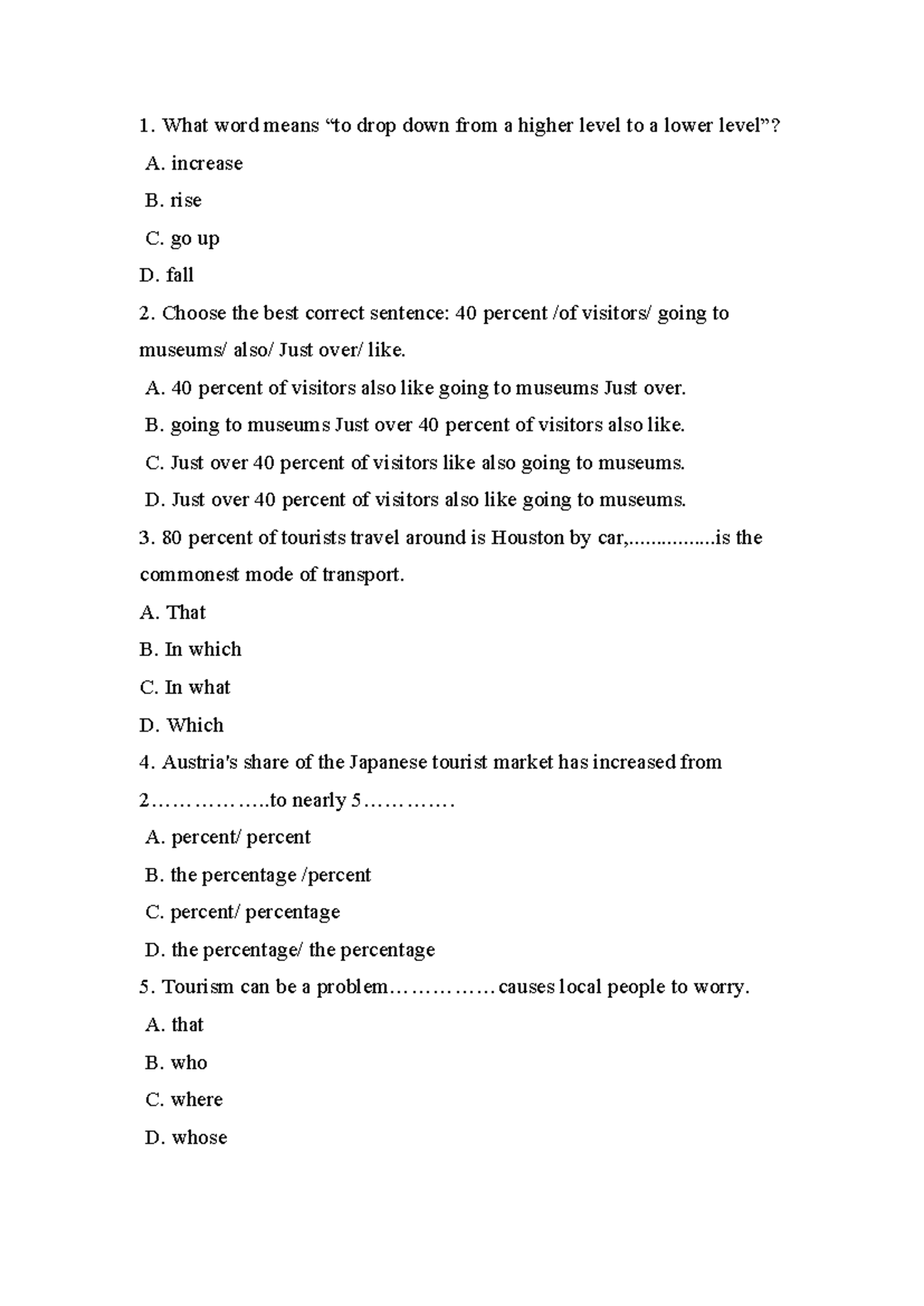 Quiz on English Grammar and Sentence Structure (ENG 101) - Studocu