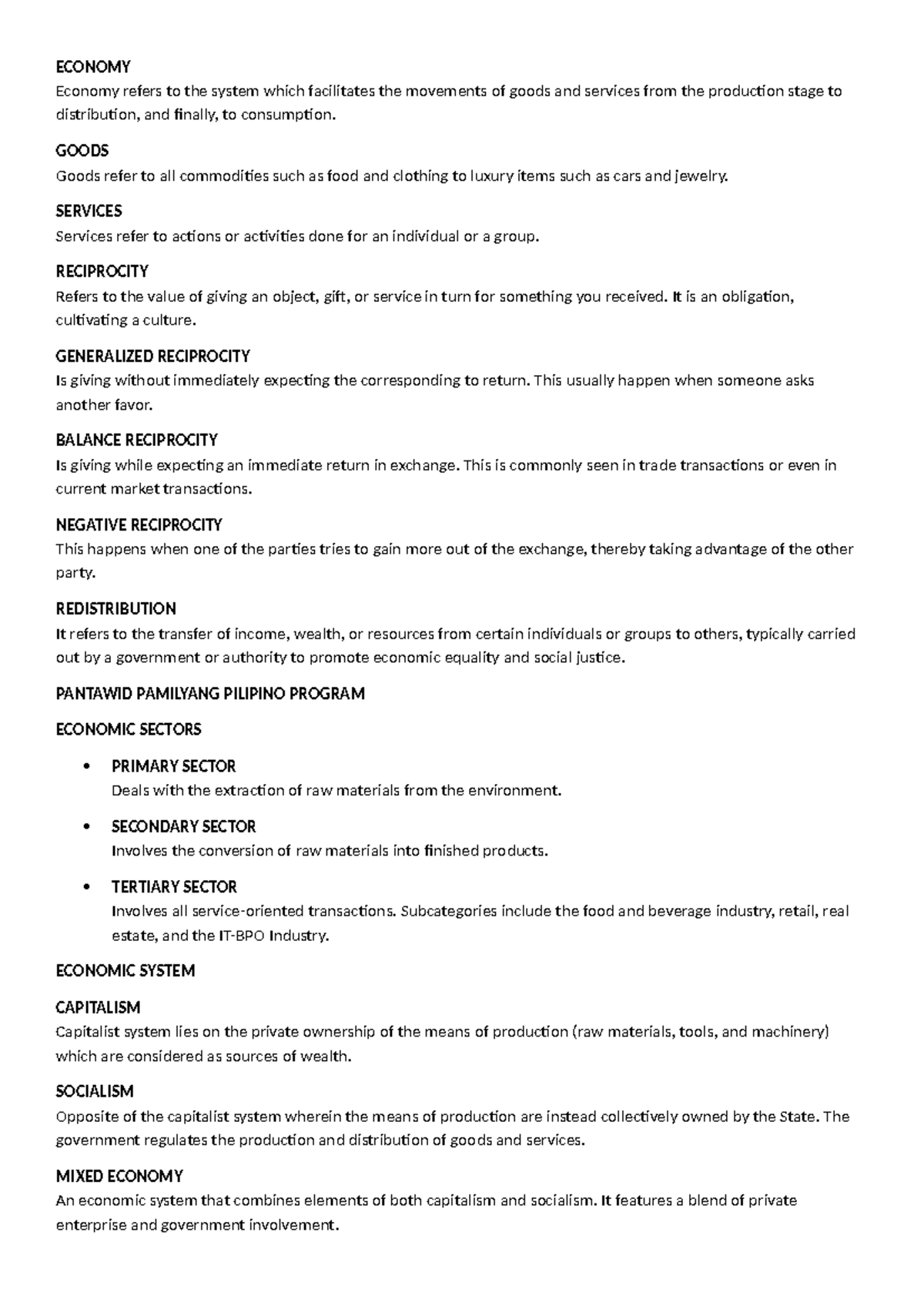 ECON 101: Overview of Economic Systems and Concepts - Studocu
