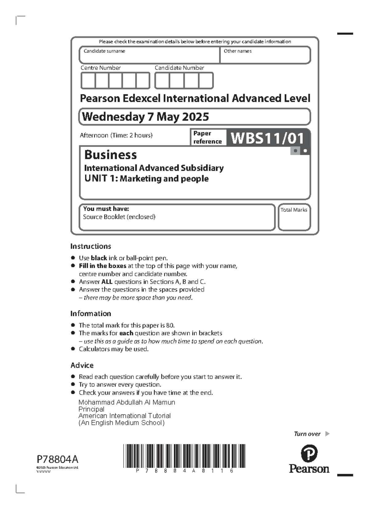 WBS11-01: Business IAL Unit 1 Exam Details - May 2025 - Studocu