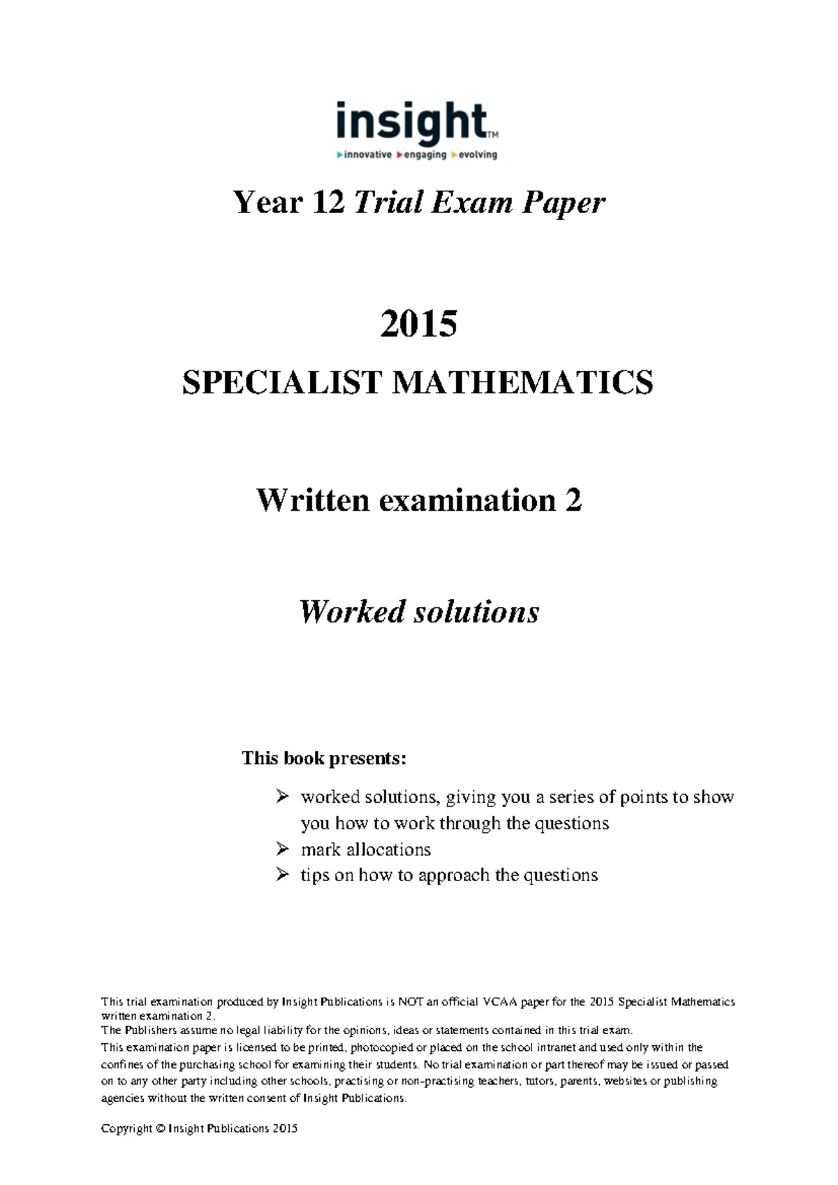 Specialist Mathematics 2023 Final Exam Practice - Written Exam 2 - Studocu