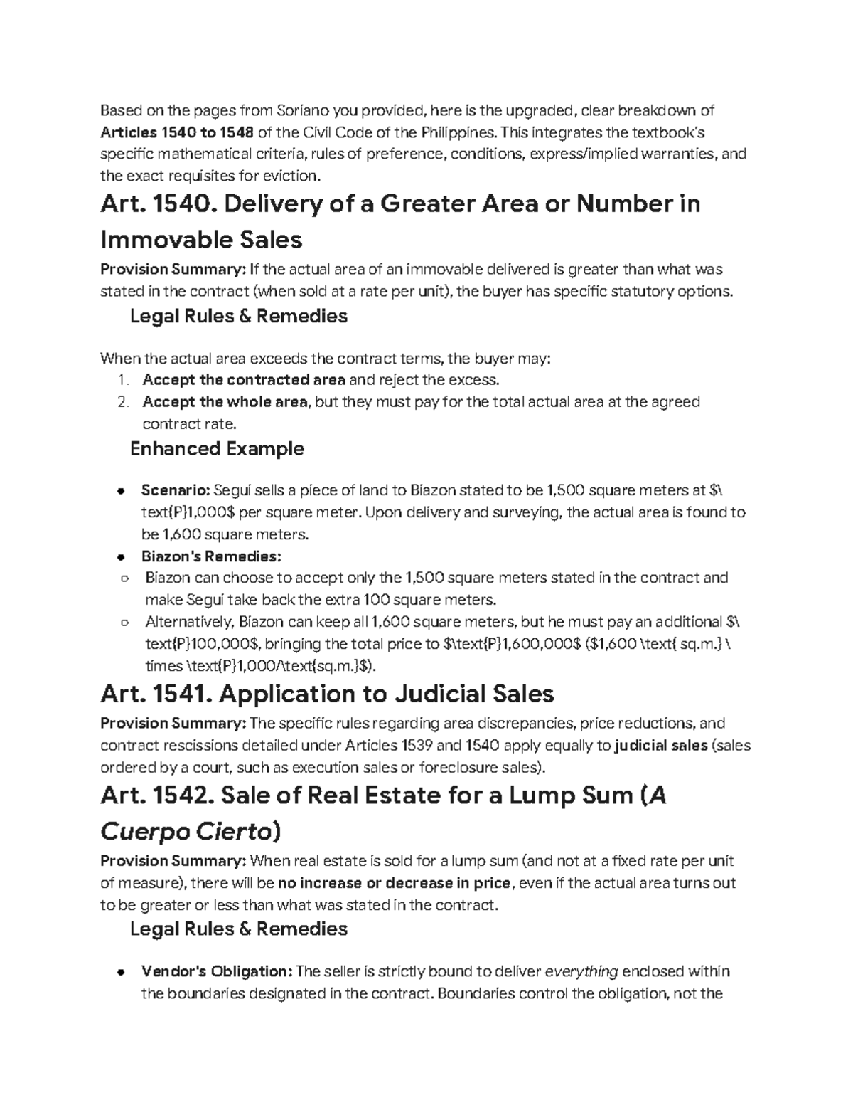 Law on Sales: Breakdown of Articles 1540-1548, Civil Code of the ...