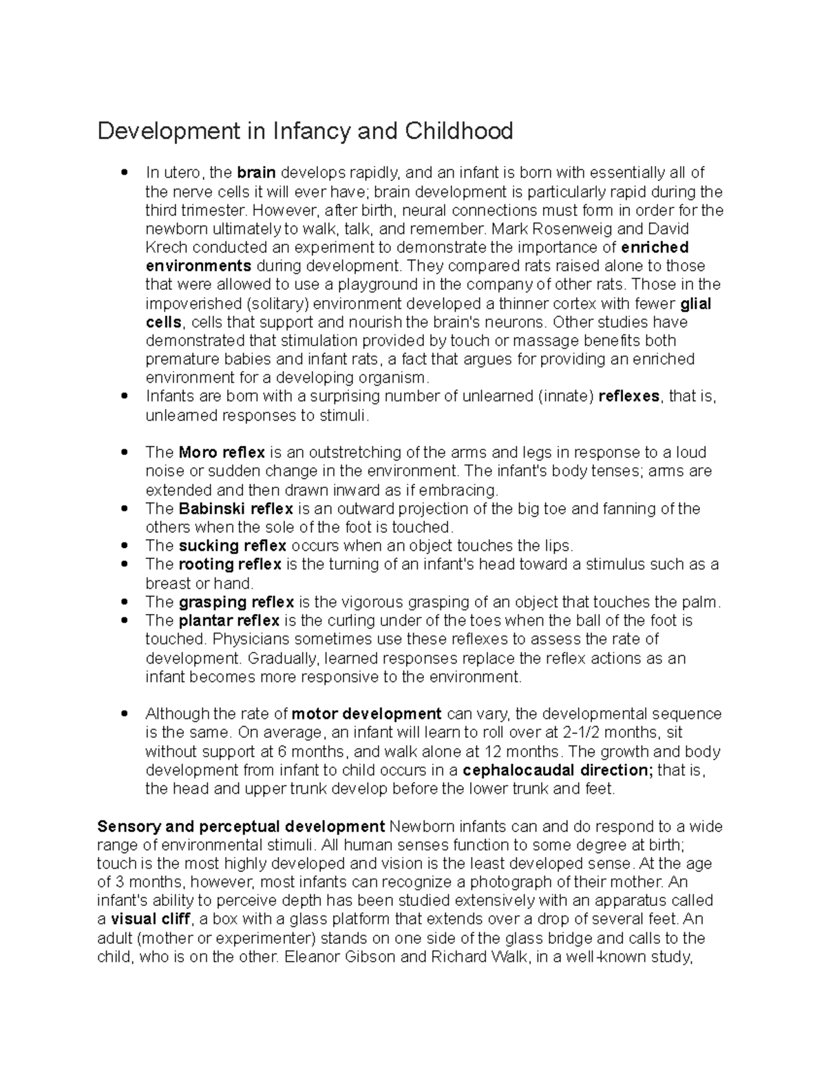 Infancy & Childhood Development: Key Stages and Insights - Studocu