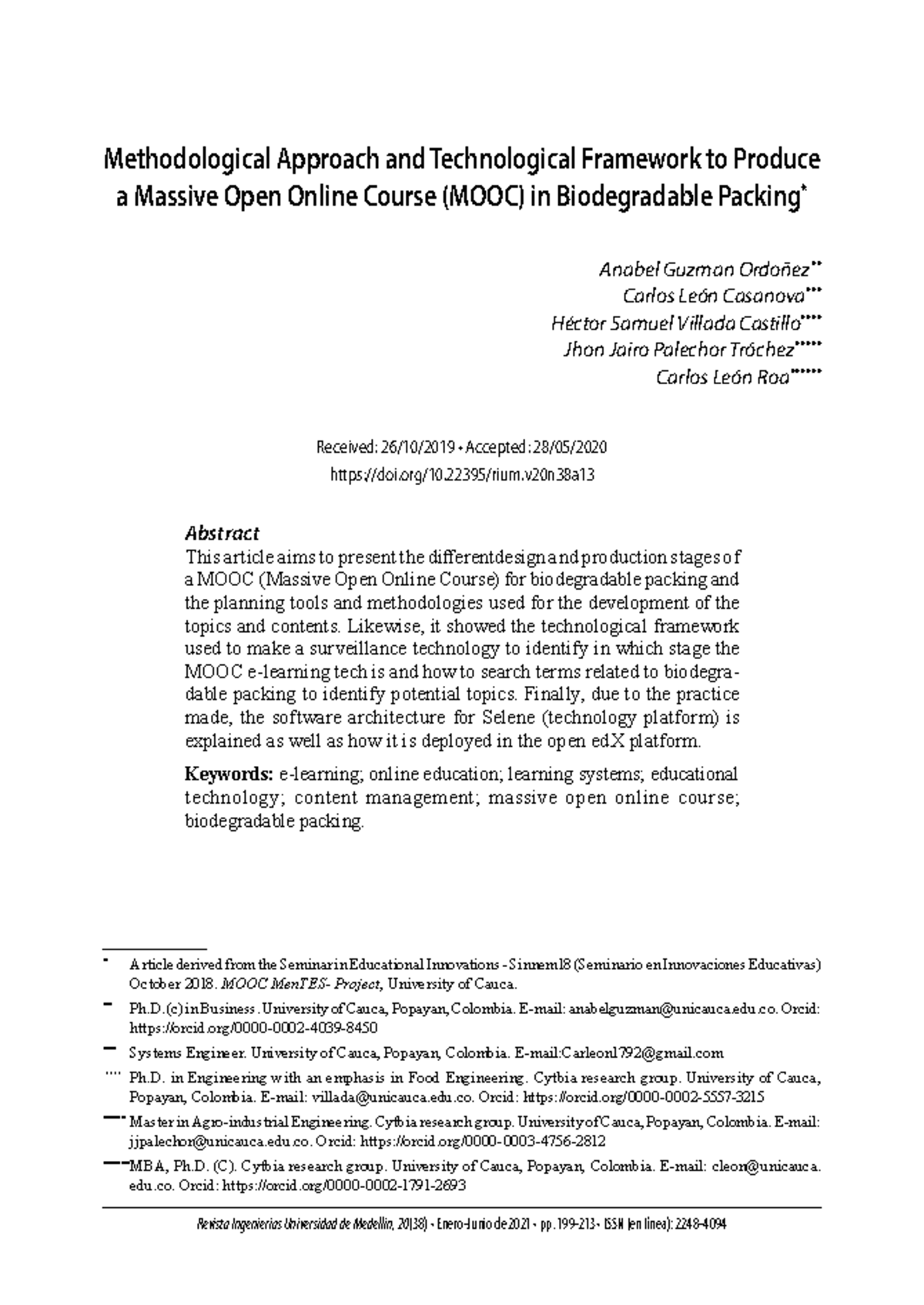 Methodological Framework for Developing a MOOC on Biodegradable ...