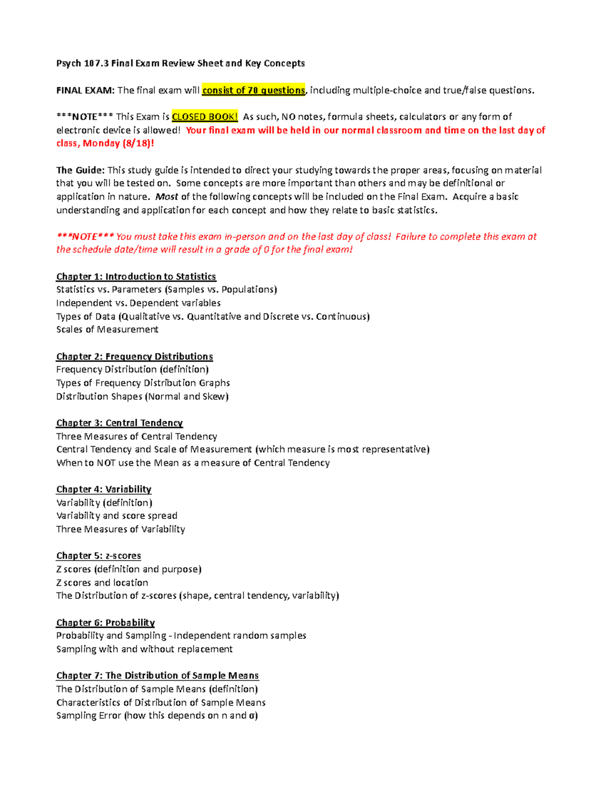 Psych 107.3 Final Exam Review: Key Concepts & Study Guide - Studocu