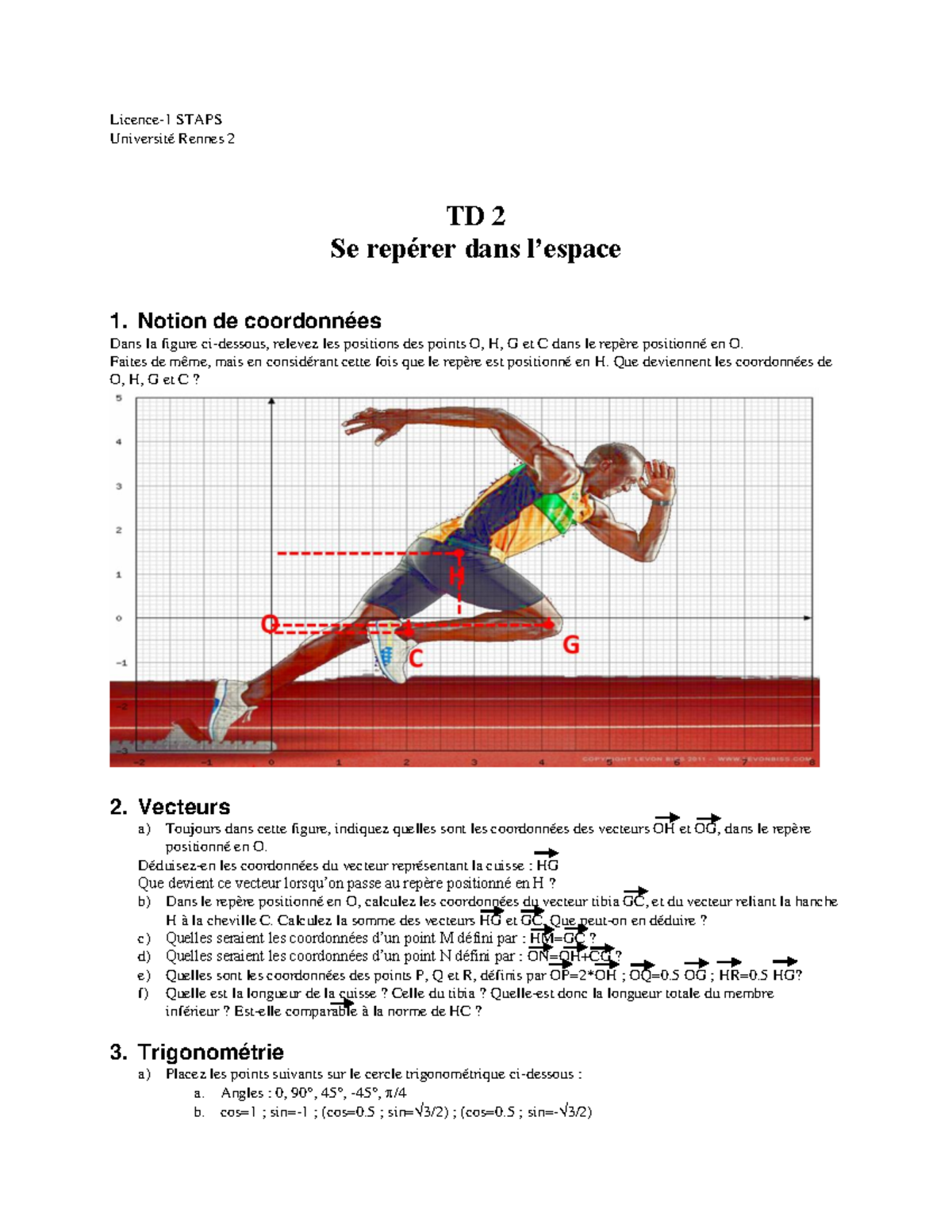 TD2 Maths V 2 - exercice de bioméca - Licence- 1 STAPS Université ...