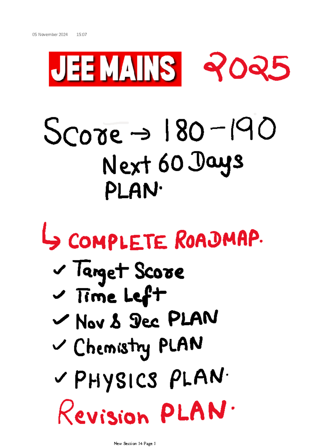 JEE Mains 2025 60 Days JAN Attempt Roadmap - 05 November 2024 15: NTA ...